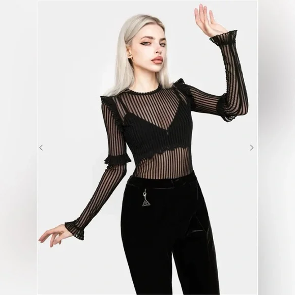 Disturbia Mourning Ruffle Top us2 - Picture 1 of 6